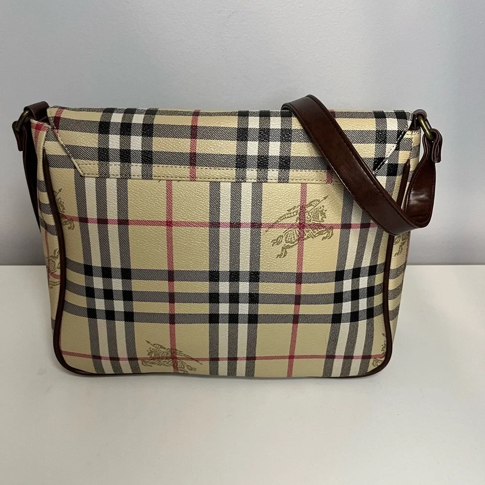 Burberry Vintage Nova Check Classic Haymarket Leather Bag Shoulder Crossbody Bag